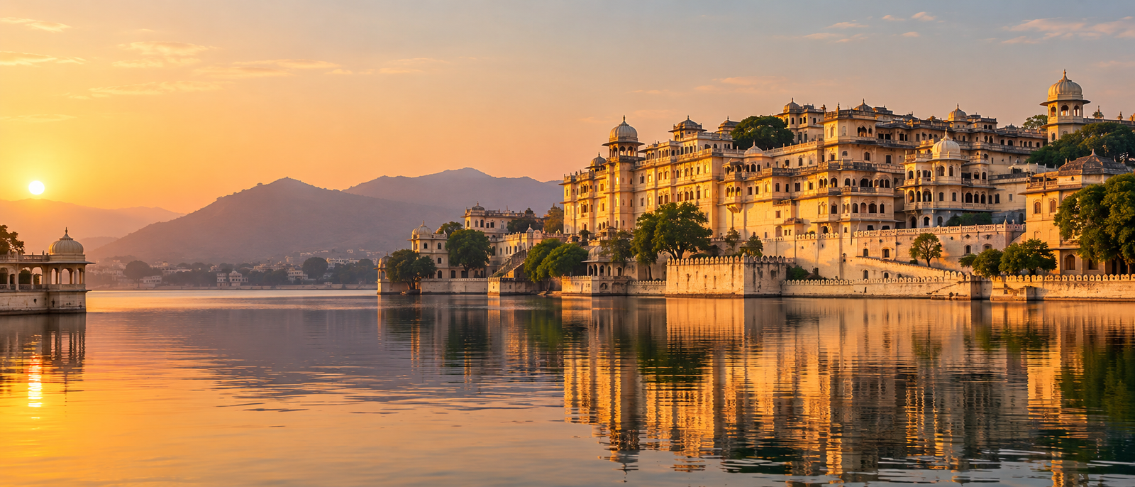 City Palace reflected in Lake Pichola, Udaipur, Delhi Agra Jaipur Udaipur tour